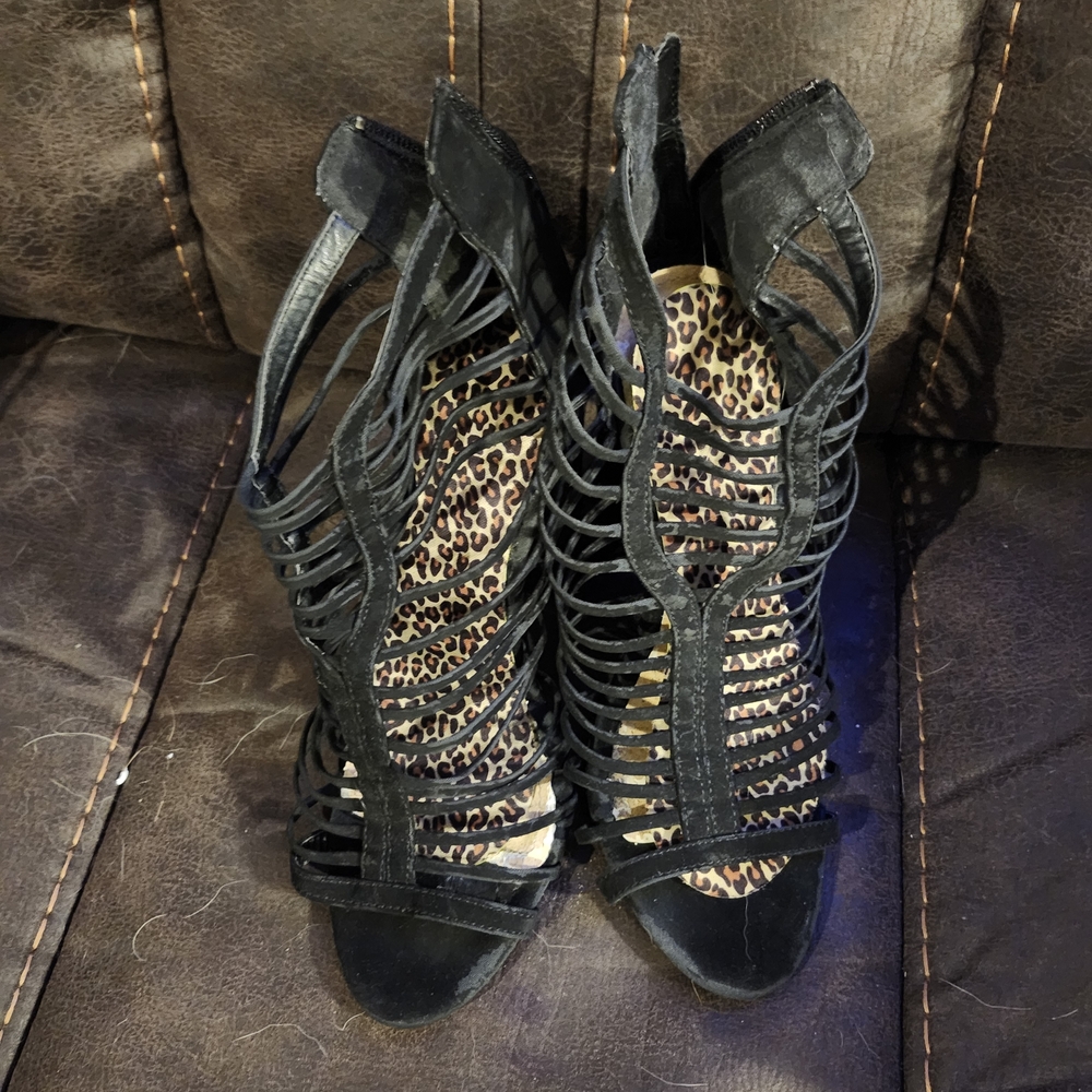 Womens Sz 9 Black Gladiator Heels